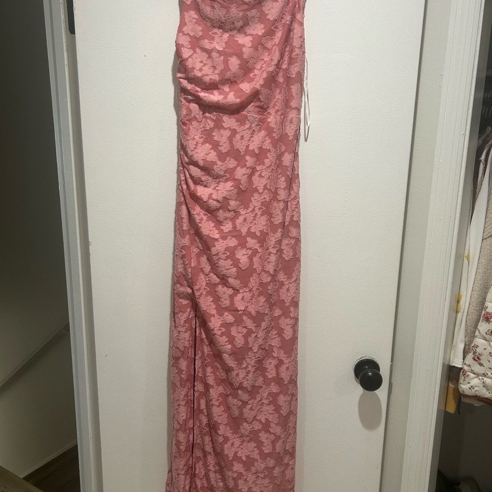 Elegant Pink Floral Maxi Dress
